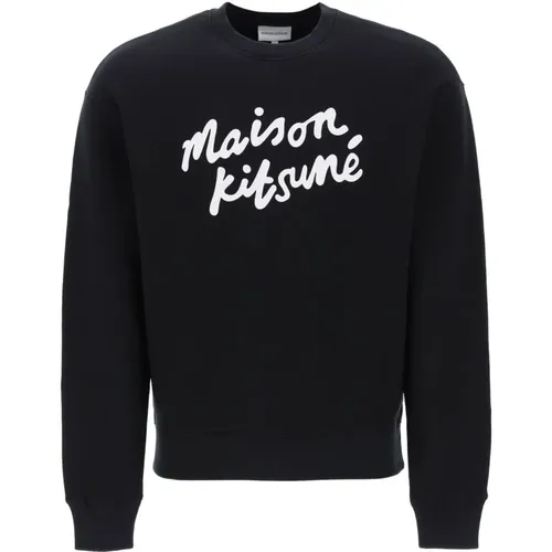 Crewneck sweatshirt with logo , male, Sizes: M - Maison Kitsuné - Modalova