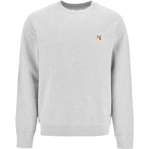 Fuchskopf Patch Crewneck Sweatshirt , Herren, Größe: L - Maison Kitsuné - Modalova