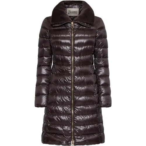 Quilted Down Jacket with Faux Fur , female, Sizes: 2XL, S, L, M, XL - Herno - Modalova