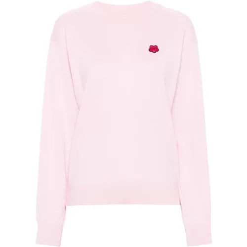 Rosa Blumenpullover,Rosa Pullover mit Boke Flower Emblem - Kenzo - Modalova