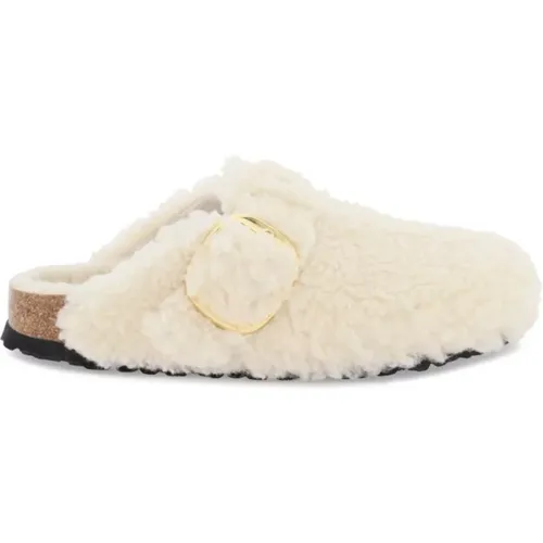 Shearling Boston Clogs mit großer Schnalle , Damen, Größe: 37 EU - Birkenstock - Modalova