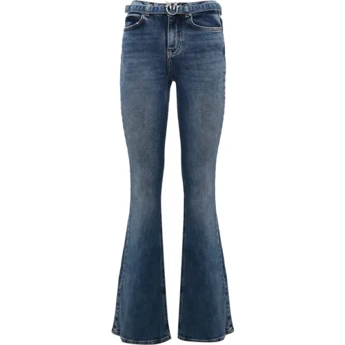 Denim Jeans Love Birds Flare Bottoms , female, Sizes: W25, W30, W32, W27, W26, W29, W28, W33, W24, W31 - pinko - Modalova