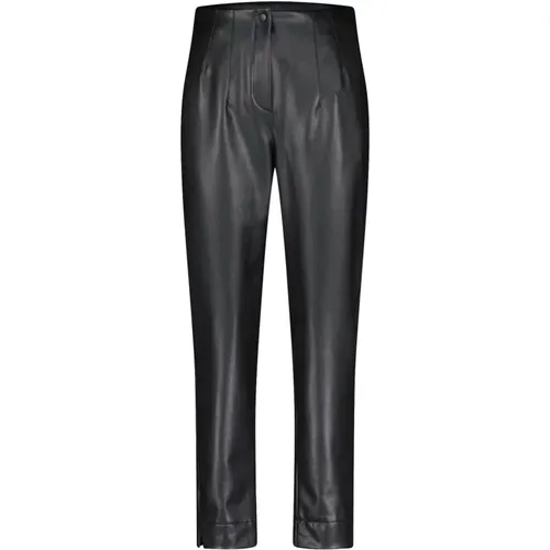 Faux Leather Pants Zipper Button Cropped , female, Sizes: M - RAFFAELLO ROSSI - Modalova