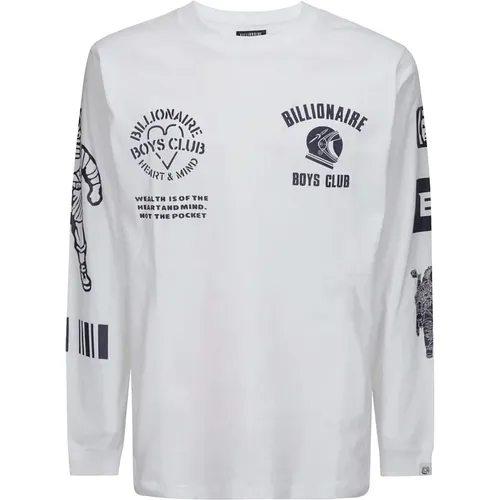 Weißes Langarm-T-Shirt mit blauer Schrift - Billionaire Boys Club - Modalova