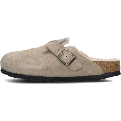 Taupe Suede Classic Clogs , female, Sizes: 4 UK, 6 UK - Birkenstock - Modalova