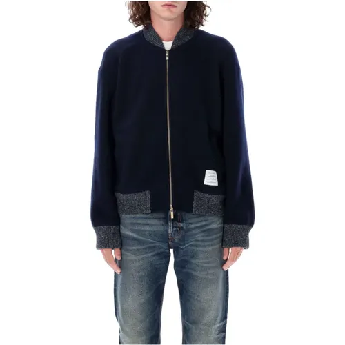 Navy Wolle Bomberjacke RWB Streifen - Thom Browne - Modalova