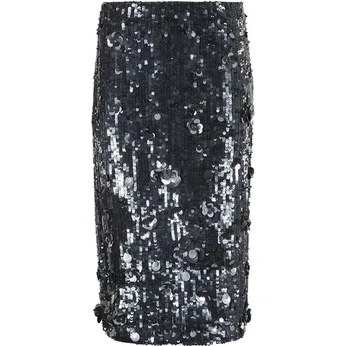 Sequin Midi Skirt Floral Appliqué , female, Sizes: L, XS - P.a.r.o.s.h. - Modalova