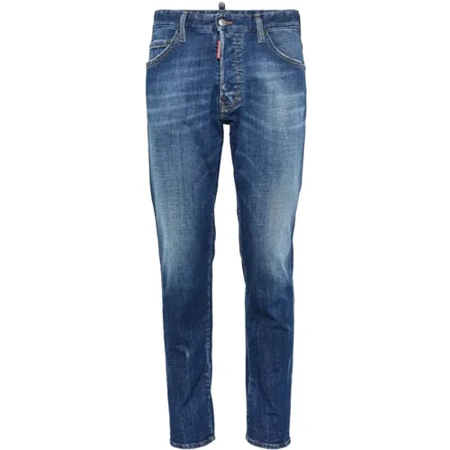 Blaue Skinny Jeans Distressed Denim , Herren, Größe: L - Dsquared2 - Modalova