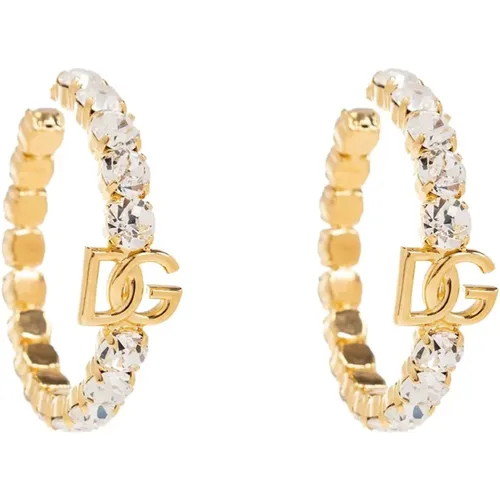 Brass earrings with logo - Dolce & Gabbana - Modalova