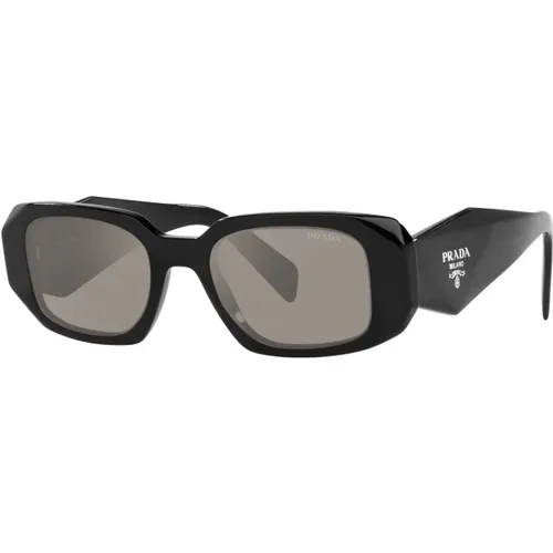 Schwarz/Silber Sonnenbrille , Damen, Größe: 49 MM - Prada - Modalova