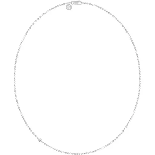 Satinrhodinierter Halskette mit facettierten Zirkonen , Damen, Größe: L - Julie Sandlau - Modalova