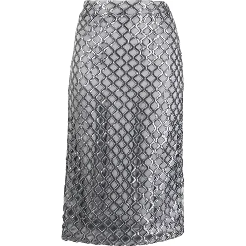 Sequin Mesh Midi Skirt with Satin Lining , female, Sizes: S - Federica Tosi - Modalova