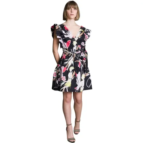 Floral Print Short Dress , female, Sizes: XS - Cavalli Class - Modalova