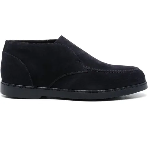 Blaue Slip-On Flache Schuhe mit Piped Trim , Herren, Größe: 41 1/2 EU - Doucal's - Modalova