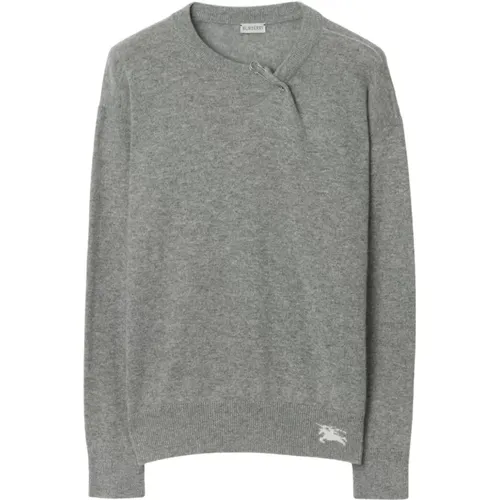 Light Grey Cashmere Sweater , female, Sizes: M - Burberry - Modalova