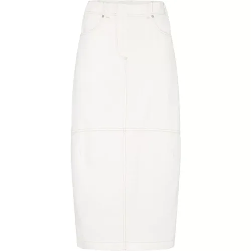 High Waist Denim Midi Skirt , female, Sizes: 2XS - BRUNELLO CUCINELLI - Modalova