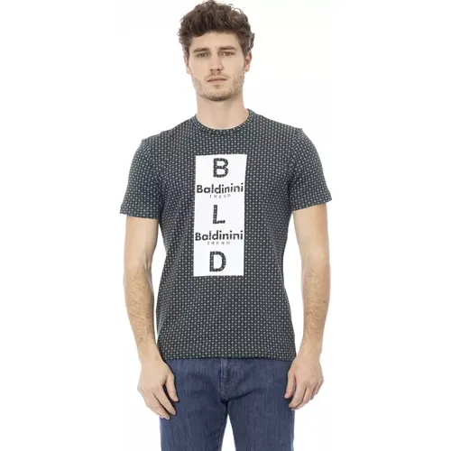 Trendiges Grünes Baumwoll-T-Shirt , Herren, Größe: L - Baldinini - Modalova