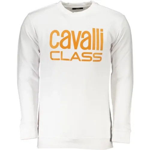 Weißer Sweatshirt mit Druck und Langen Ärmeln , Herren, Größe: 3XL - Cavalli Class - Modalova