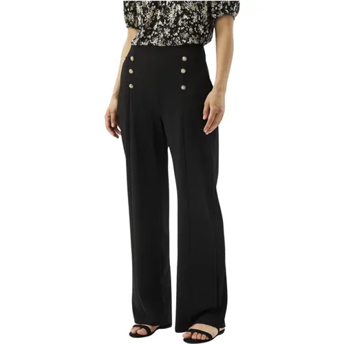 High-Waisted Wide-Leg Pants with Button Details , female, Sizes: M, 2XL, S, XL - IN Front - Modalova