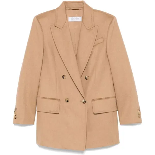 Camel Hair Double-Breasted Jacket , female, Sizes: S - Max Mara - Modalova