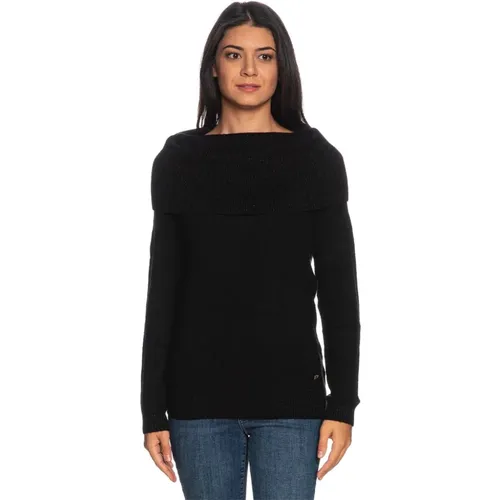 Hochgeschlossener Pullover Gerippter Lurex-Kragen , Damen, Größe: S - YES ZEE - Modalova