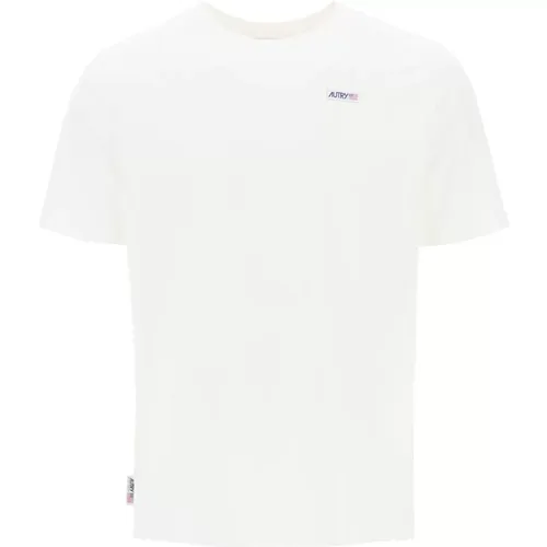 Iconisches Baumwoll-T-Shirt mit Logo-Label , Herren, Größe: XL - Autry - Modalova