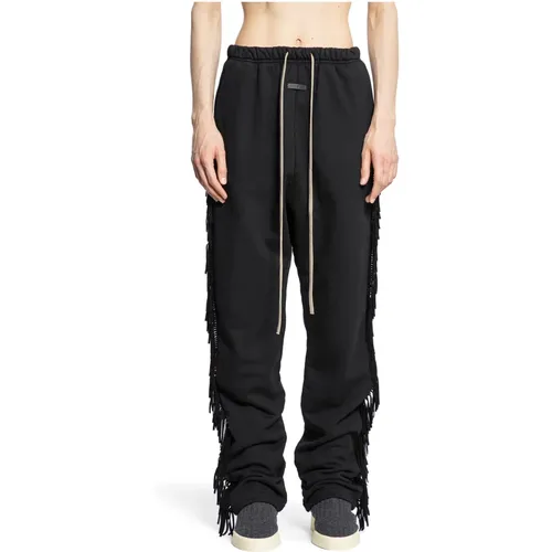 Schwarze Fringe Sweatpants mit geprägtem Logo , Herren, Größe: L - Fear Of God - Modalova