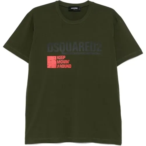 Logo Print Crew Neck T-shirt , male, Sizes: 3XL, XL, L, 2XL, S, M - Dsquared2 - Modalova