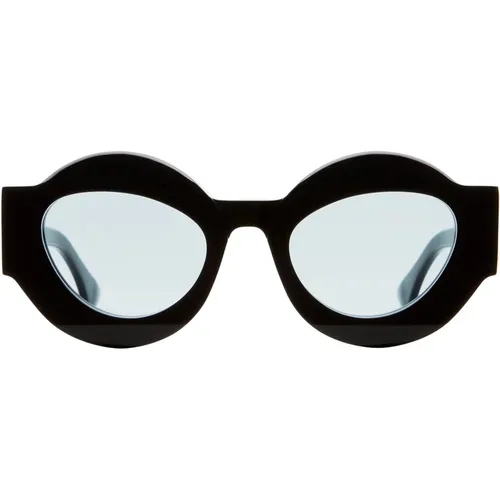 Auffällige Runde Sonnenbrille - Schwarz Glänzend , Damen, Größe: ONE Size - Kuboraum - Modalova