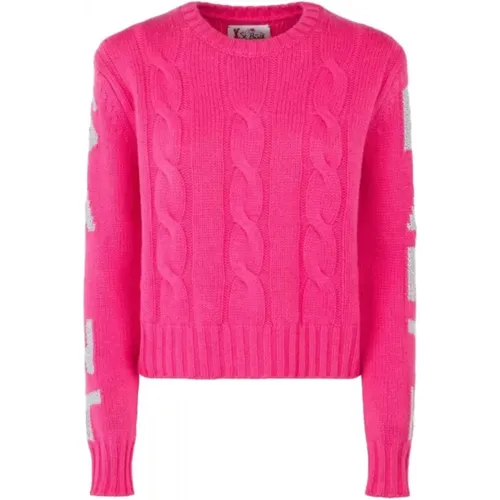 Rosa Lurex Strickpullover Malmo , Damen, Größe: M - MC2 Saint Barth - Modalova