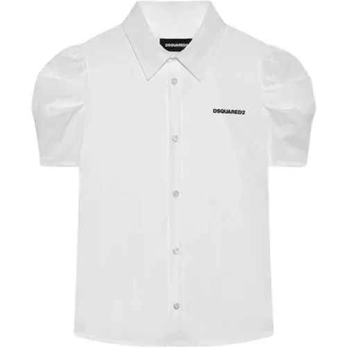 Weißes Hemd mit klassischem Kragen und Logo-Print - Dsquared2 - Modalova