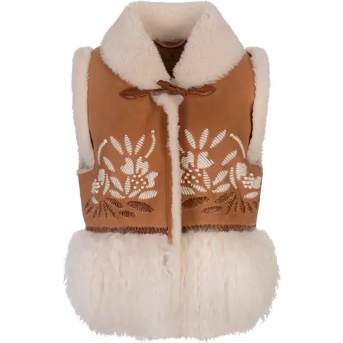 Shearling Gilet with Mongolian Fur , female, Sizes: XS - Ermanno Scervino - Modalova