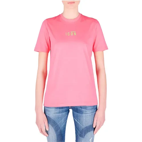 Rosa Logo T-Shirt für Frauen , Damen, Größe: 2XS - Dsquared2 - Modalova