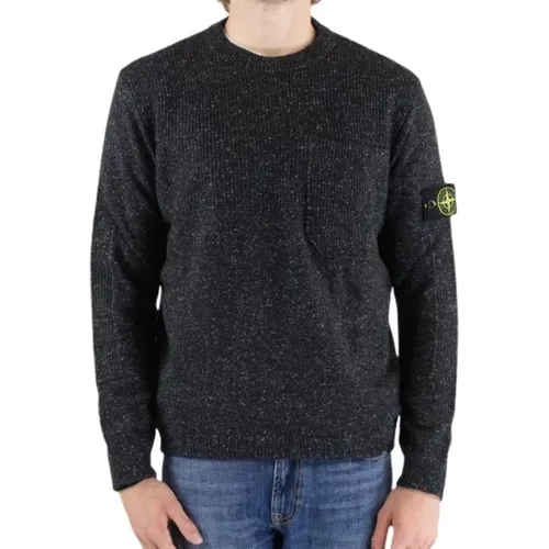 Schwarzer Woll-Crewneck-Pullover , Herren, Größe: XL - Stone Island - Modalova