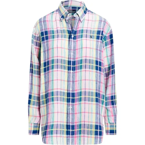 Linen checkered shirt Relaxed Fit , female, Sizes: S, L, M - Ralph Lauren - Modalova