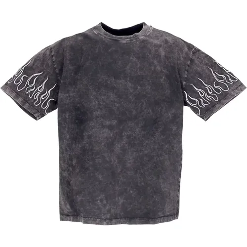 Flames Embroidered Tee Grey/White , male, Sizes: S - Vision OF Super - Modalova