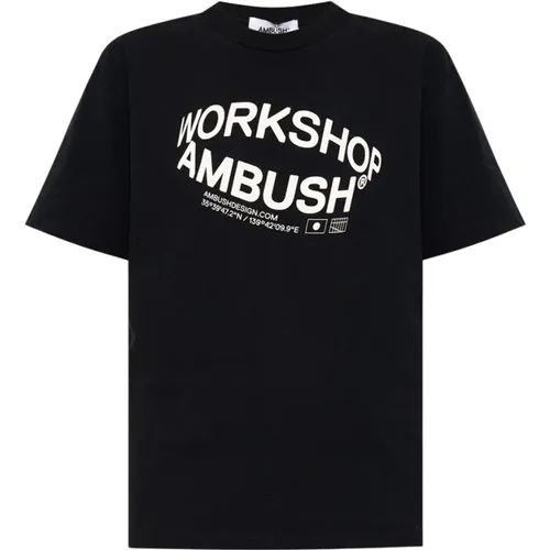 Cream Logo Print T-shirt , female, Sizes: S, XS, M - Ambush - Modalova