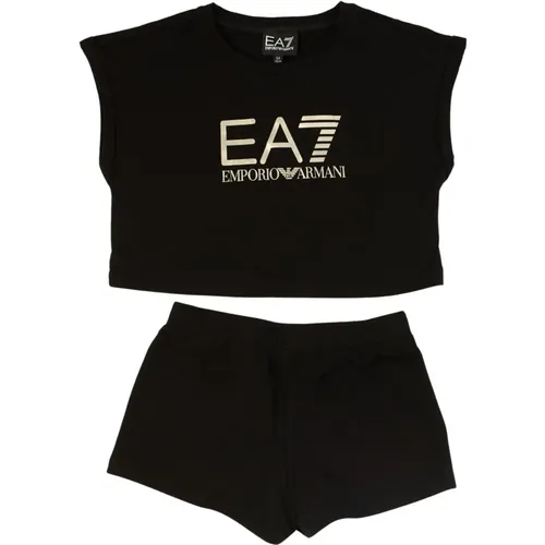 Schwarzes T-Shirt und Shorts Set - Emporio Armani EA7 - Modalova