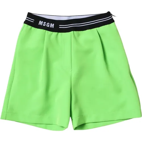 Grüne Kinder-Shorts mit Logo-Bund - Msgm - Modalova
