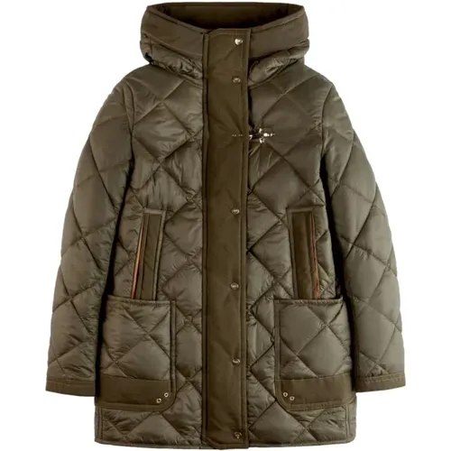 Quilted Coat with Gold Details , female, Sizes: S, M - Fay - Modalova