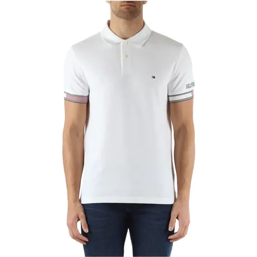Slim Fit Cotton Viscose Polo Shirt with Logo Embroidery , male, Sizes: S, M - Tommy Hilfiger - Modalova