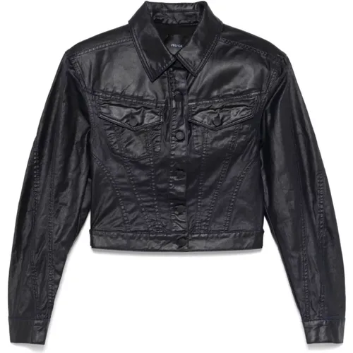 Denim Wax Effect Jacket , female, Sizes: M, XS, S - Mugler - Modalova