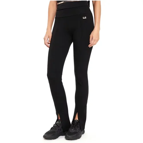 Schwarze Elastische Trainingshose , Damen, Größe: XS - Emporio Armani EA7 - Modalova