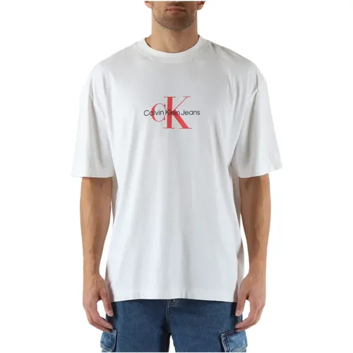 Oversized Baumwolle Logo Print T-shirt , Herren, Größe: XL - Calvin Klein Jeans - Modalova