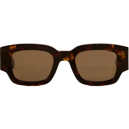 Shell Braune Sonnenbrille mit Metallischen Akzenten,Herz Sonnenbrille Schwarz Acetat Nylon - Ami Paris - Modalova