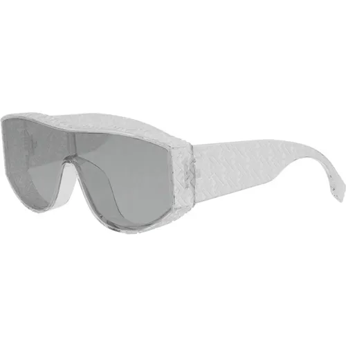 Glamour Mask Sunglasses with Silver Mirrored Lenses , unisex, Sizes: 65 MM - Fendi - Modalova