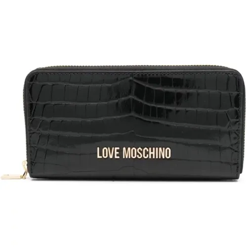 Crocodile Effect Zip Wallet , female, Sizes: ONE SIZE - Love Moschino - Modalova