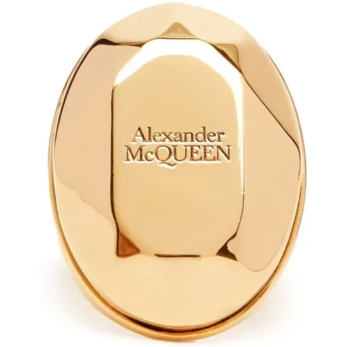 Golden Faceted Stone Ring , female, Sizes: 50 MM, 52 MM - alexander mcqueen - Modalova