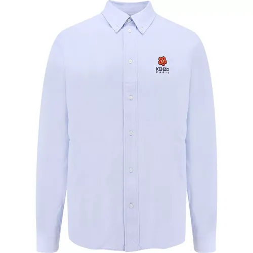 Blaues Hemd mit Button-Down-Kragen , Herren, Größe: XS - Kenzo - Modalova