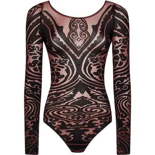 Brauner Body mit Paisley Tattoo , Damen, Größe: S - Wolford - Modalova